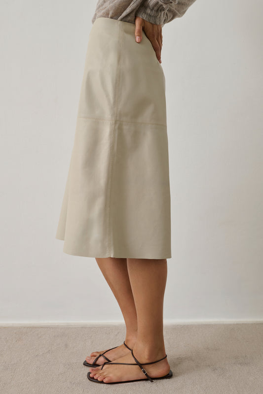 Jupe Gwen - Mastic - Cuir - Femme