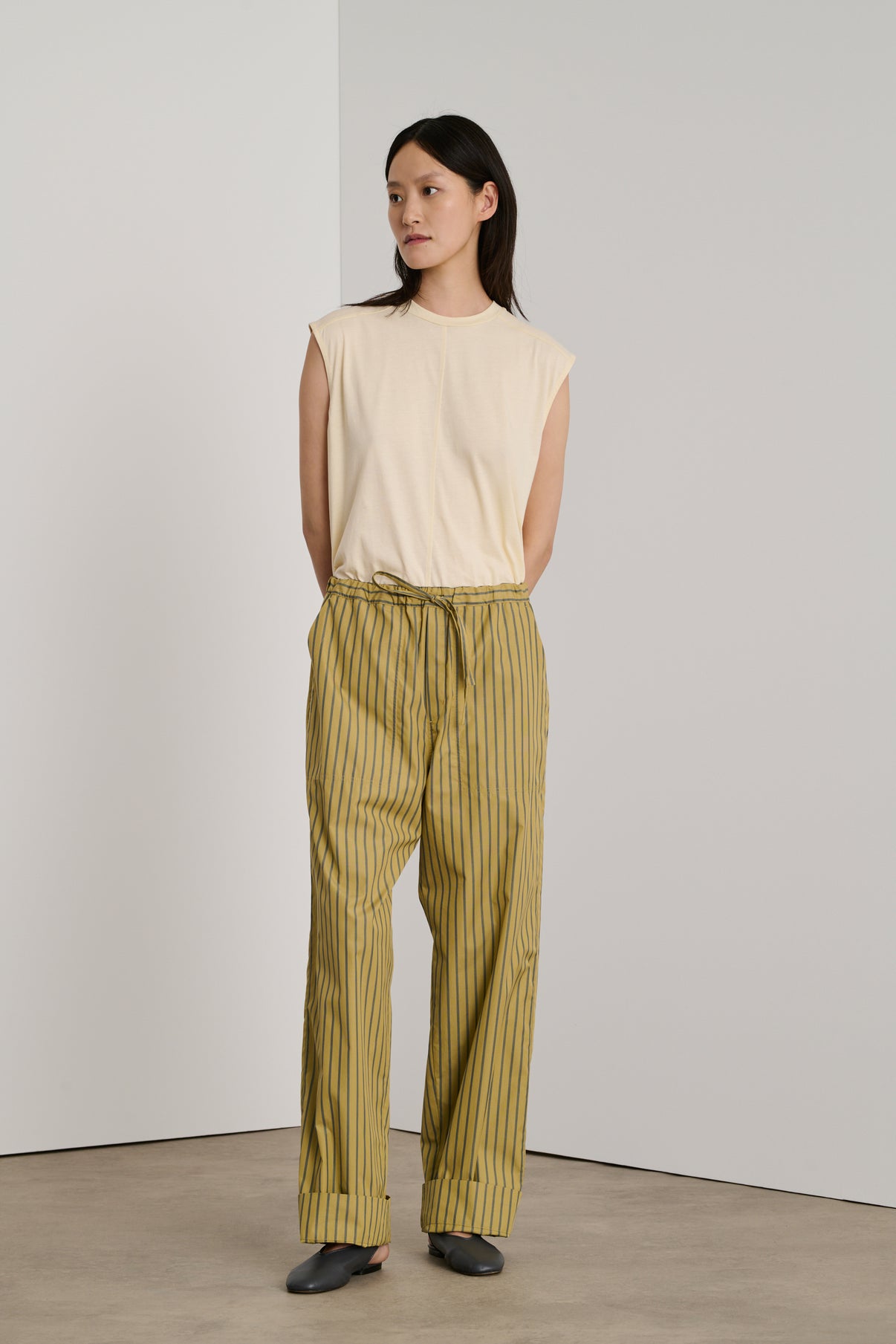 Pantalon Albert - Ocre/Vert - Coton - Femme vue 1